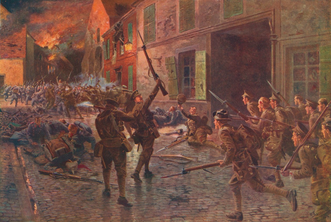 The Coldstream Guards at Landrecies, 1914. augusztus, 1915. 1928. alkotó: William Barnes Wollen