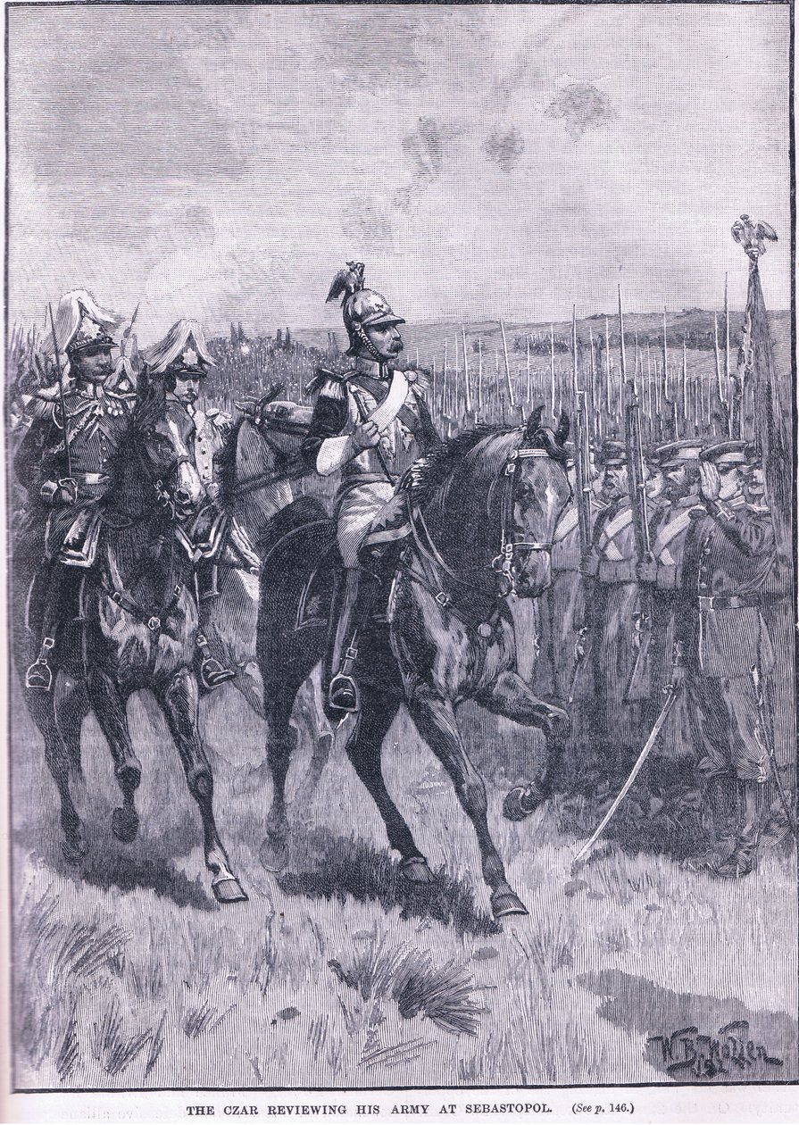 A cár áttekinti a hadseregét Sebastopolban 1856-ban alkotó: William Barnes Wollen