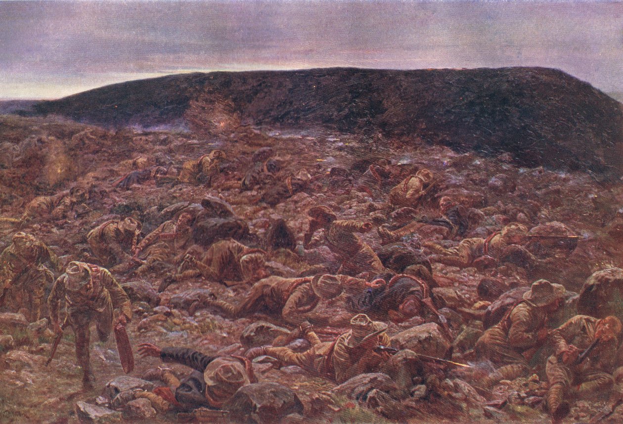 A birodalmi könnyű ló a Waggon Hillben 1900. január 6., illusztráció Cassells Anglia története, 1900-as évek alkotó: William Barnes Wollen