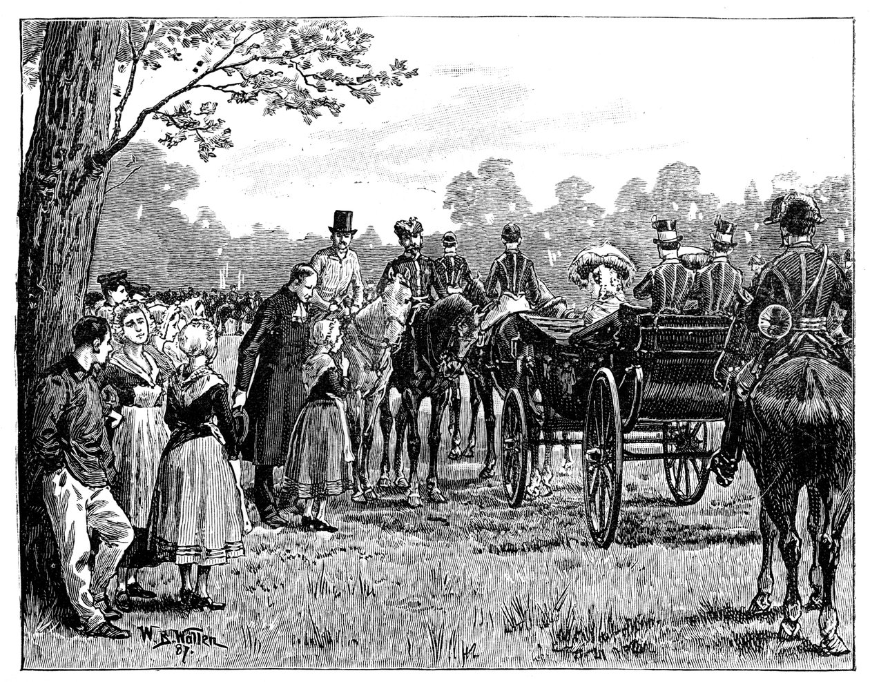 A királynő az ünnepségen a St Germain-i erdőben, Franciaország, 19. század közepe, vége, 1887 alkotó: William Barnes Wollen