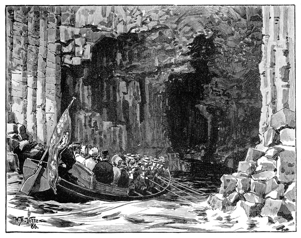Királyi látogatás a Fingals-barlangban, Staffa, Skócia, 1847, 1900. alkotó: William Barnes Wollen