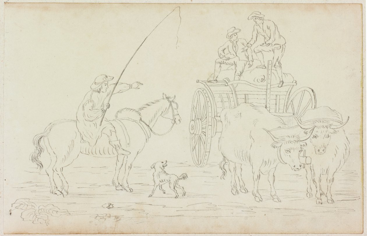 Oxcart Blocking the Way (ceruza papíron (papíron M754-gyel)) alkotó: William Beilby