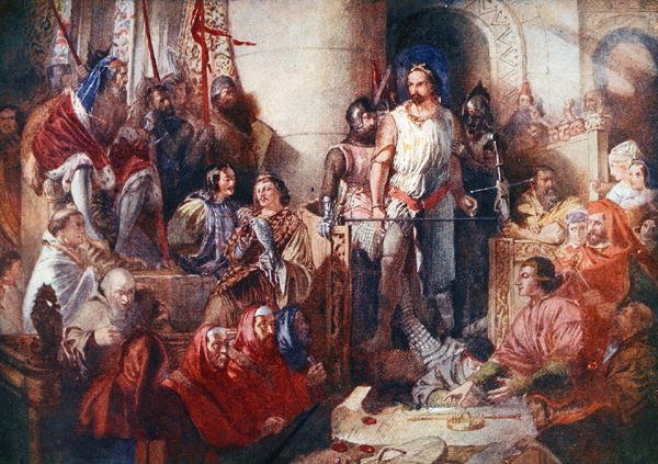 Sir William Wallace (kb. 1272-1305) pere Westminsterben, illusztráció a "Nagy emberek élete, amelyet nagy emberek meséltek" című könyvéből, szerkesztette Richard Wilson, 1920-as évek (színes litó) alkotó: William Bell (attr. to) Scott