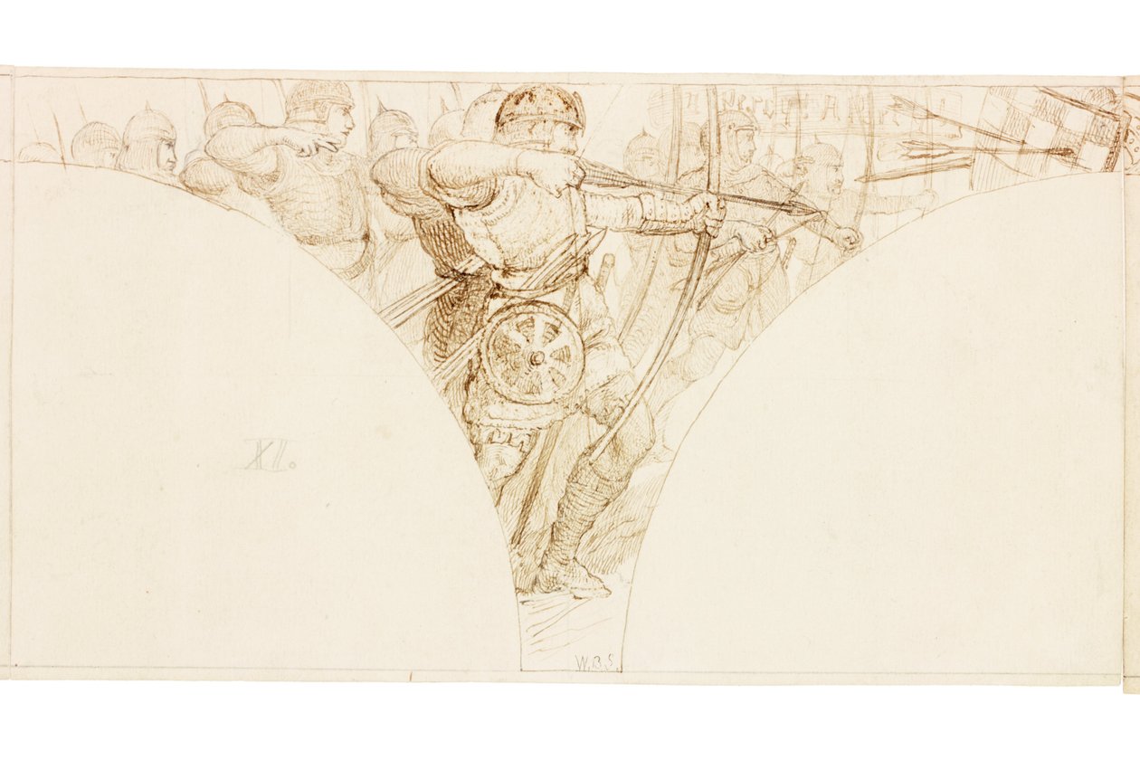 Vázlat a Wallington Hall falfestményéhez (testszín) alkotó: William Bell Scott