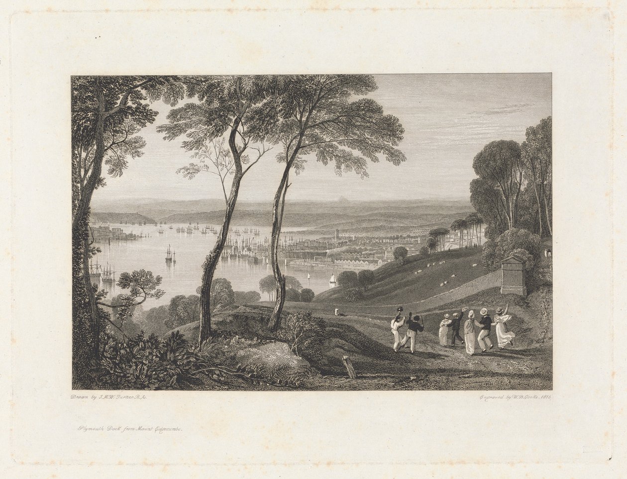 Plymouth dokk, a Mount Edgecumbe-ból alkotó: William Bernard Cooke