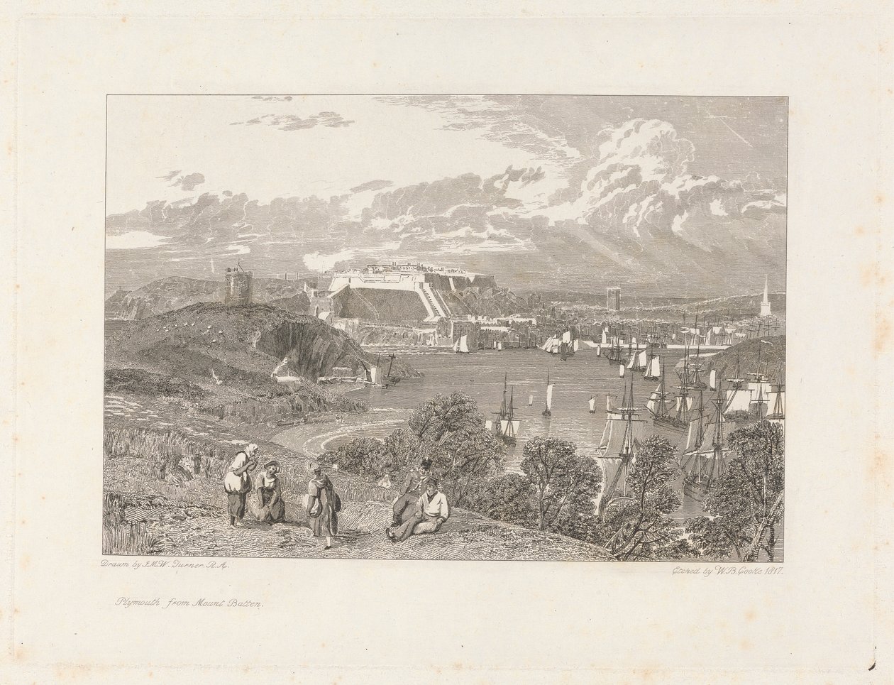 Plymouth, a Mount Battenről alkotó: William Bernard Cooke
