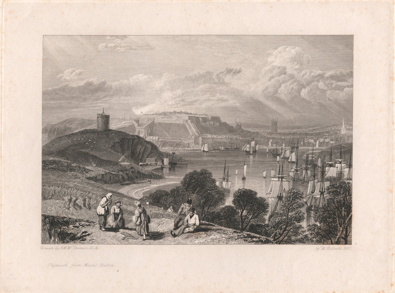 Plymouth a Mount Battenről alkotó: William Bernard Cooke