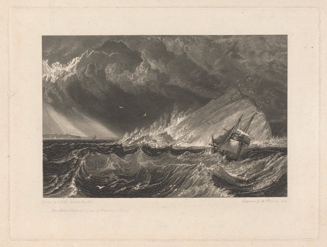 A Mewstone, a Plymouth Sound bejárata alkotó: William Bernard Cooke
