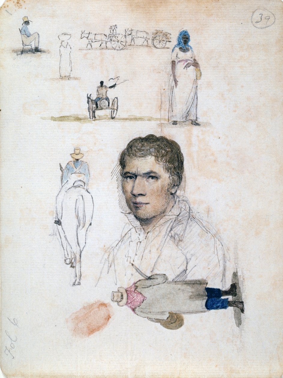 Nyolc kis rajz, köztük portré, alaktanulmányok, kocsik, William Berryman művésztől. alkotó: William Berryman