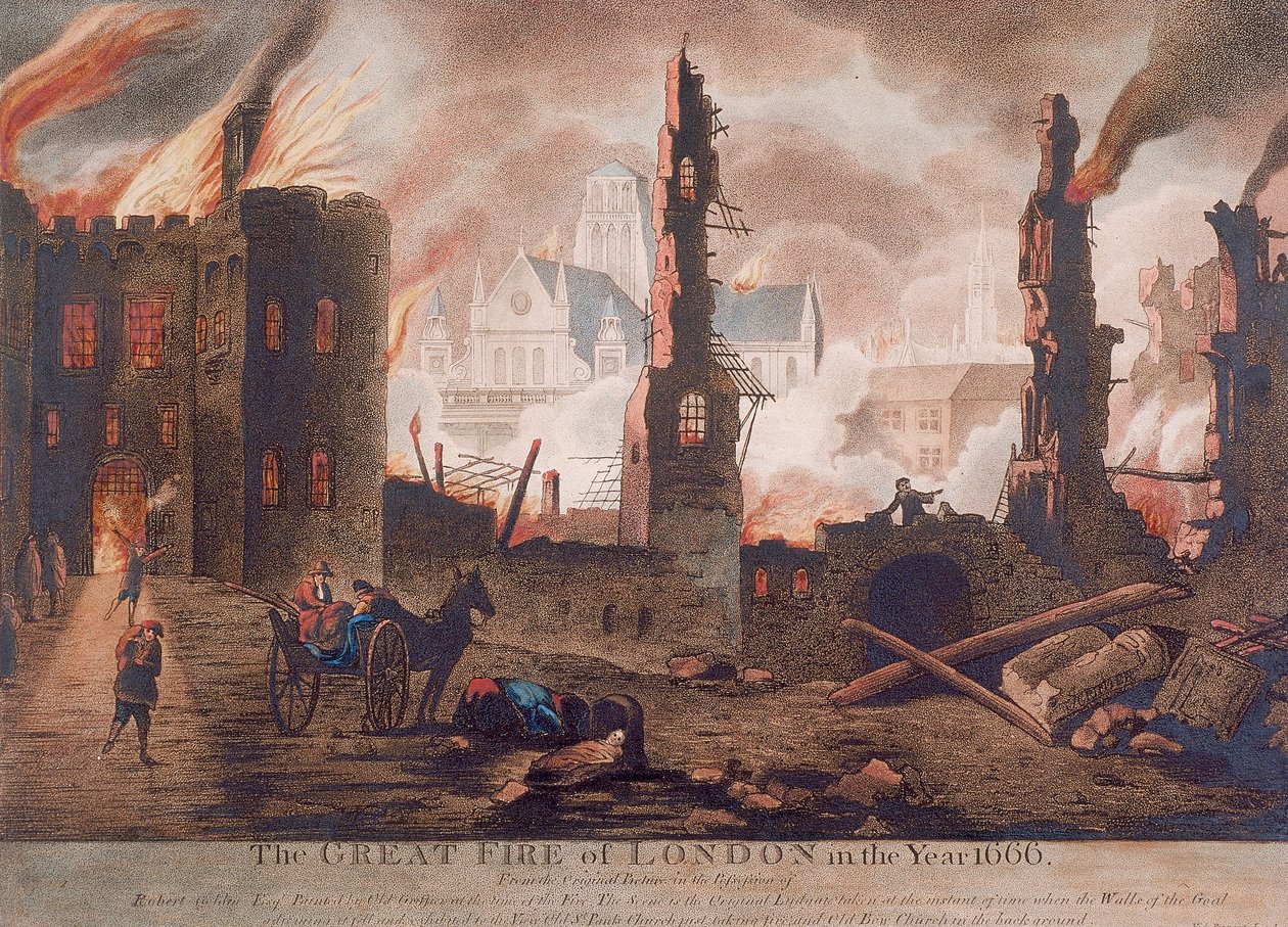 Ludgate, Londoni nagy tűzvész, London, 1792 alkotó: William Birch