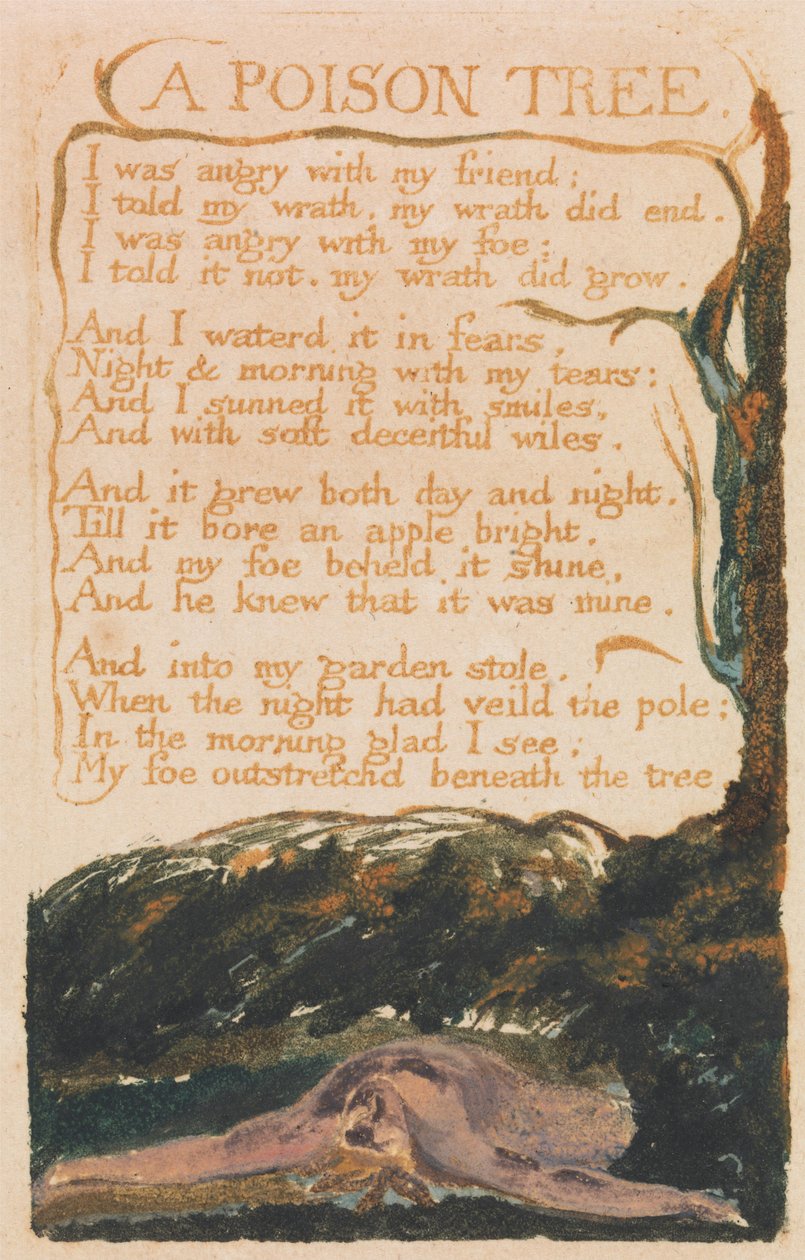 Songs of Inocence and of Experience, 41. tábla, "A Poison Tree" (Bentley 49) alkotó: William Blake