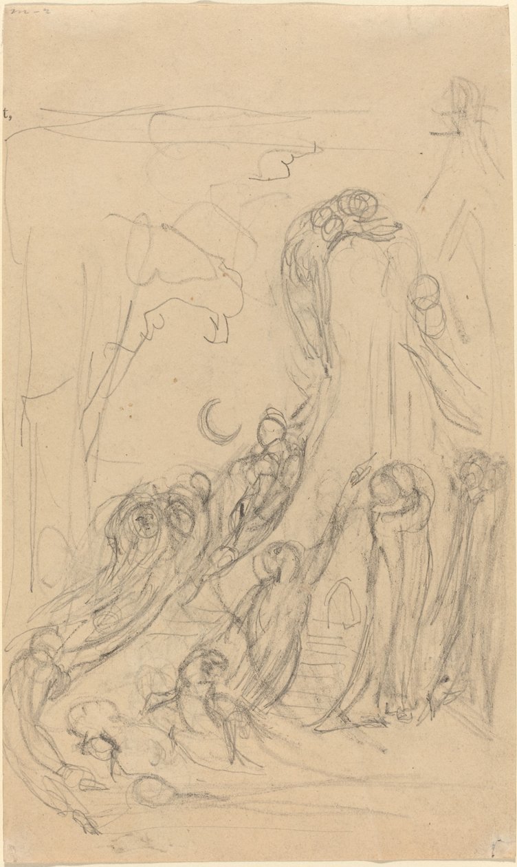 Feltámadási jelenet (A szellemek játéka) [recto] alkotó: William Blake