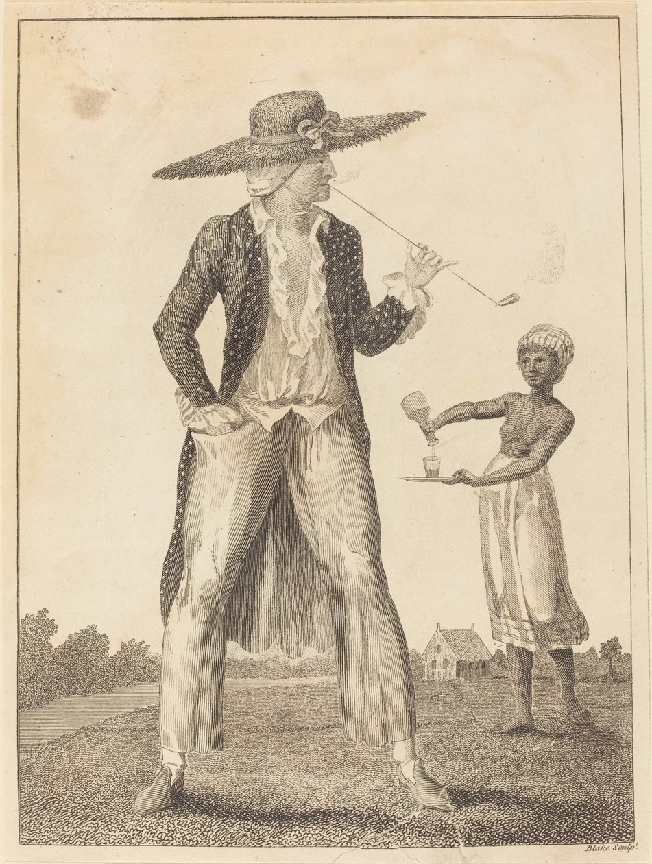 Egy surinami ültető a reggeli ruhájában, 1793. alkotó: William Blake