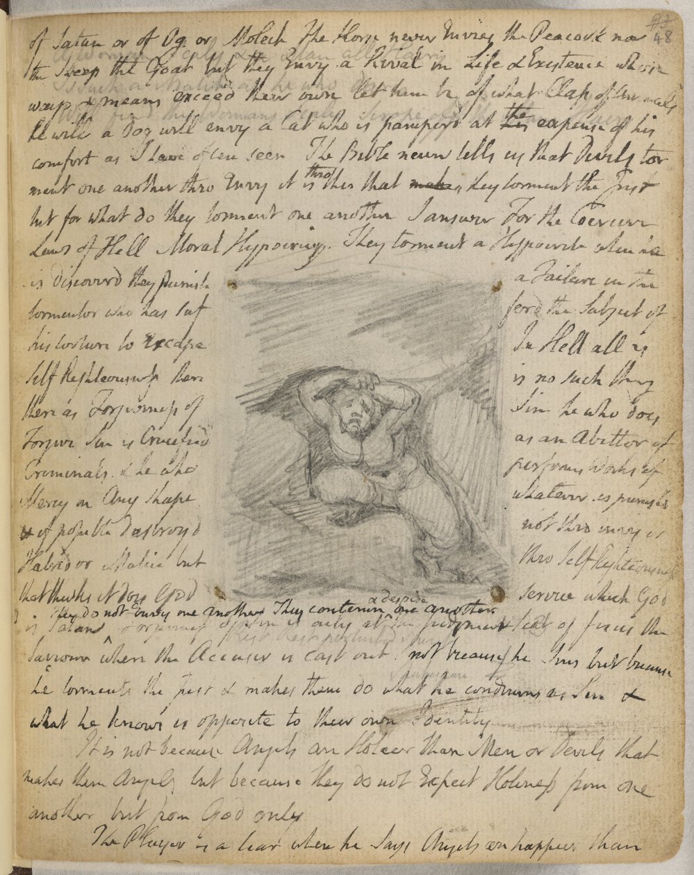 Hozzáadás. 49460, f.48 59. jelkép: Küzdő alak, "William Blake jegyzetfüzete" (A Rossetti kézirat) c.1787-1847 (ceruza papíron) alkotó: William Blake