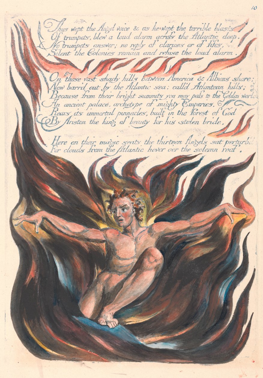 Amerika. Egy prófécia, 12. tábla, így sírt az angyalhang... alkotó: William Blake