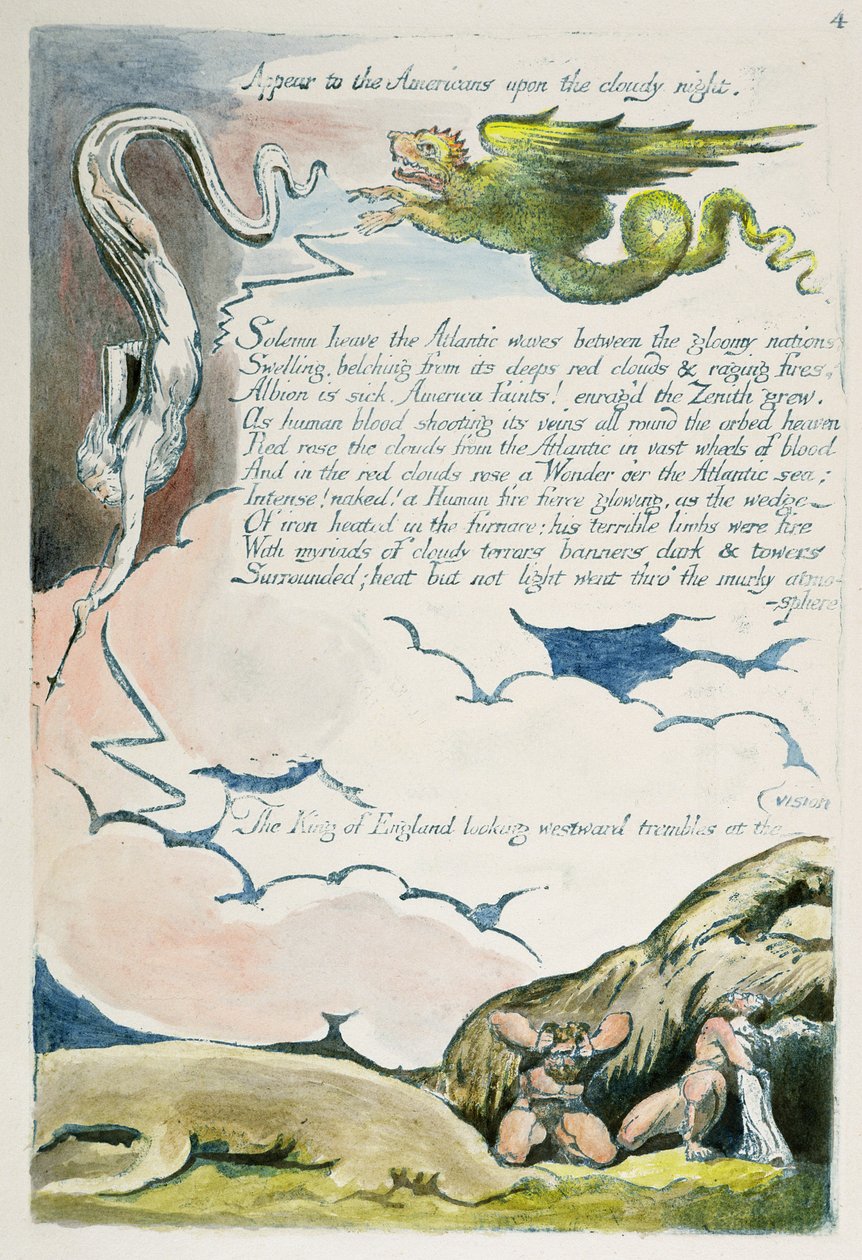 „Megjelenik az amerikaiaknak...”, 6. lemez az „Amerika: prófécia” című könyvből alkotó: William Blake