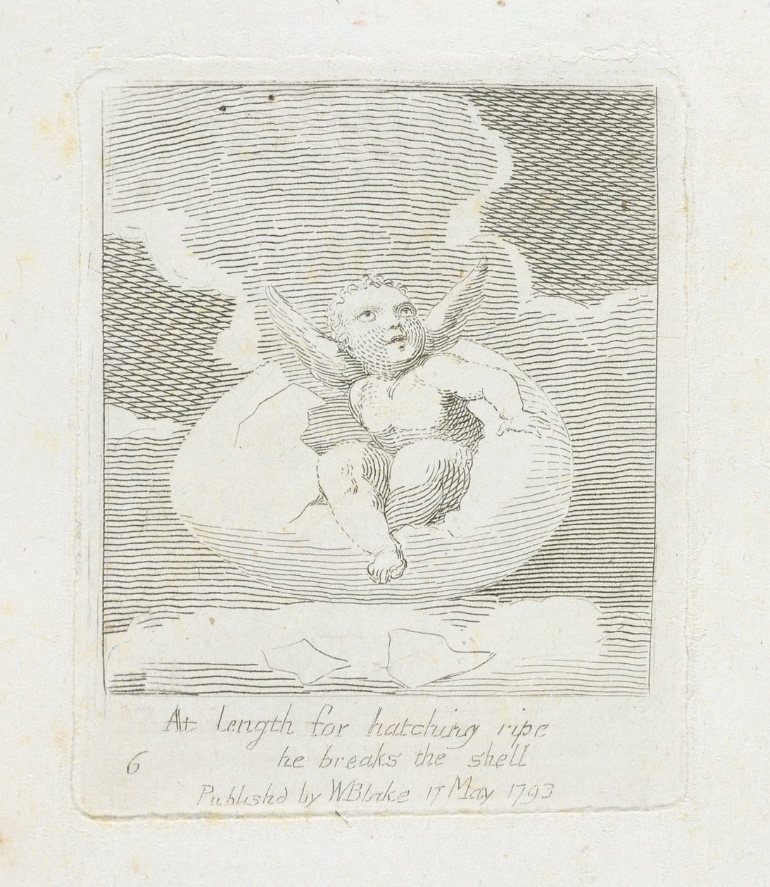 A kikelés érett hosszában feltöri a héjat, 8. tábla a „Gyermekeknek”. A Paradicsom kapui”, 1793 alkotó: William Blake