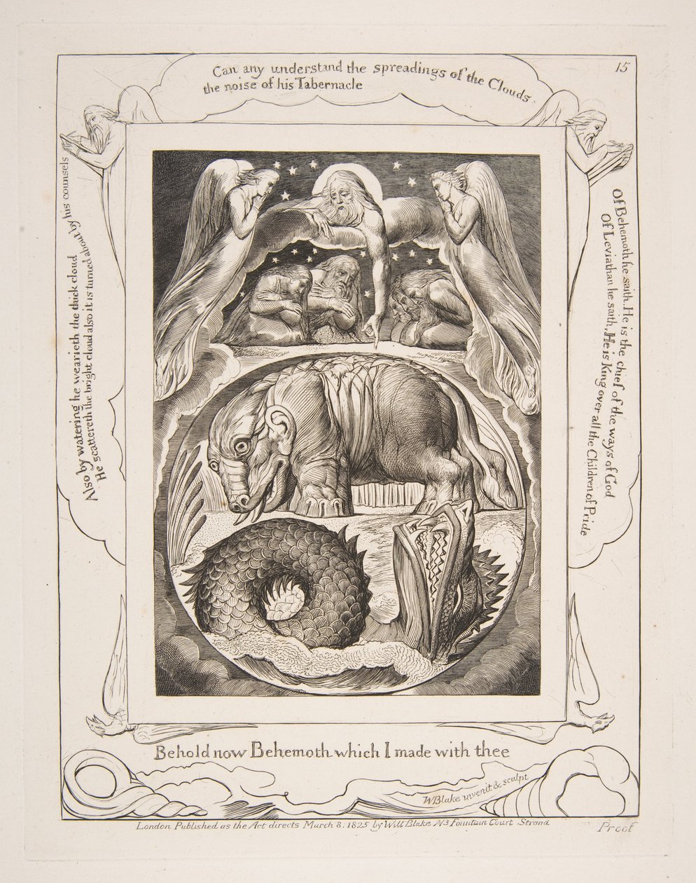 Behemoth és Leviathan, az Illusztrációk Jób könyvéből, 1825-26. alkotó: William Blake