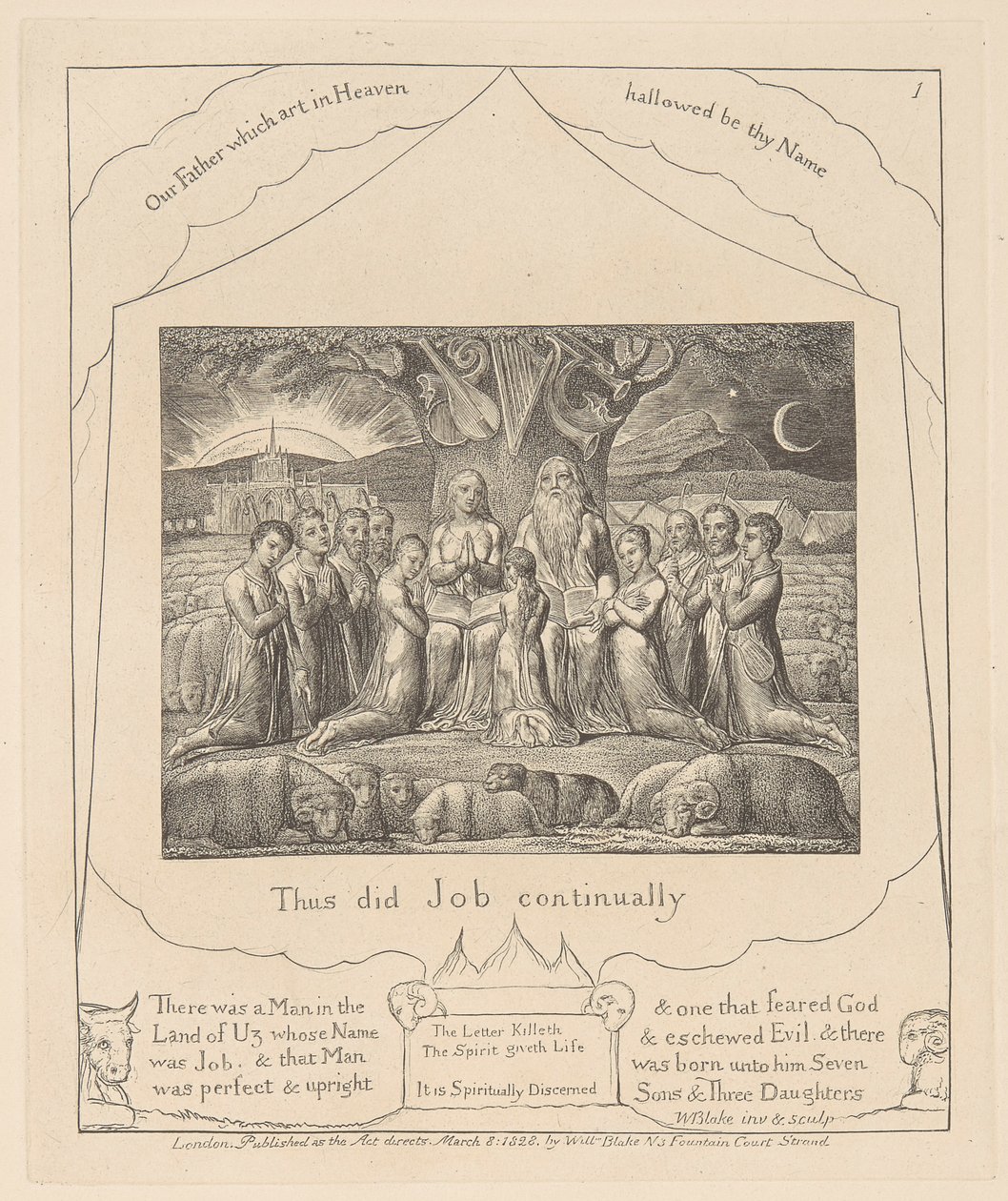 Jób könyve, 1. tábla, Jób és családja alkotó: William Blake
