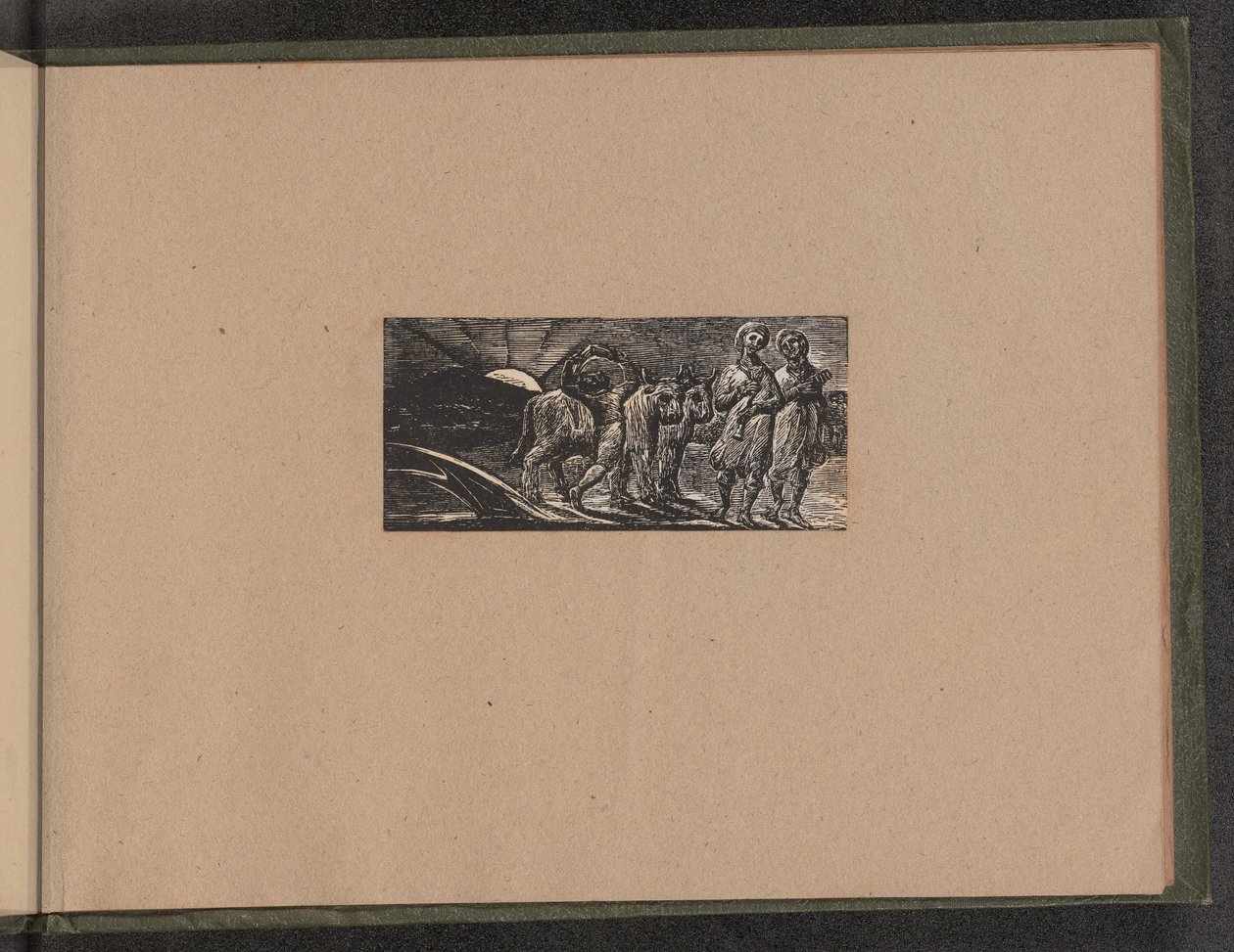 Fiú, aki örömmel tér vissza ekével és ökrökkel alkotó: William Blake