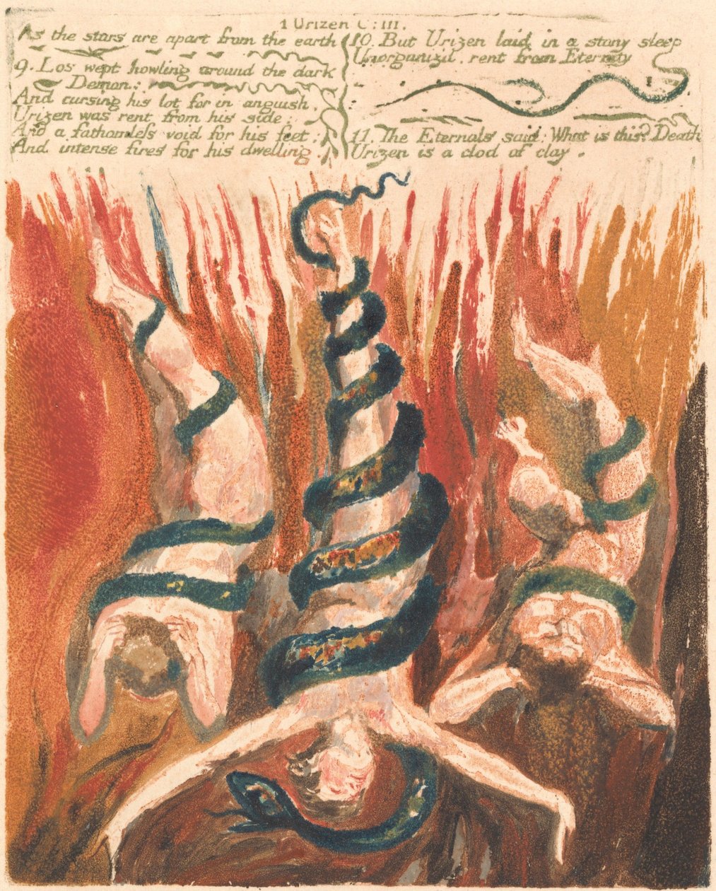 Urizen első könyve, 7. tábla: „Ahogy a csillagok elkülönülnek a földtől...” (Bentley 6) alkotó: William Blake