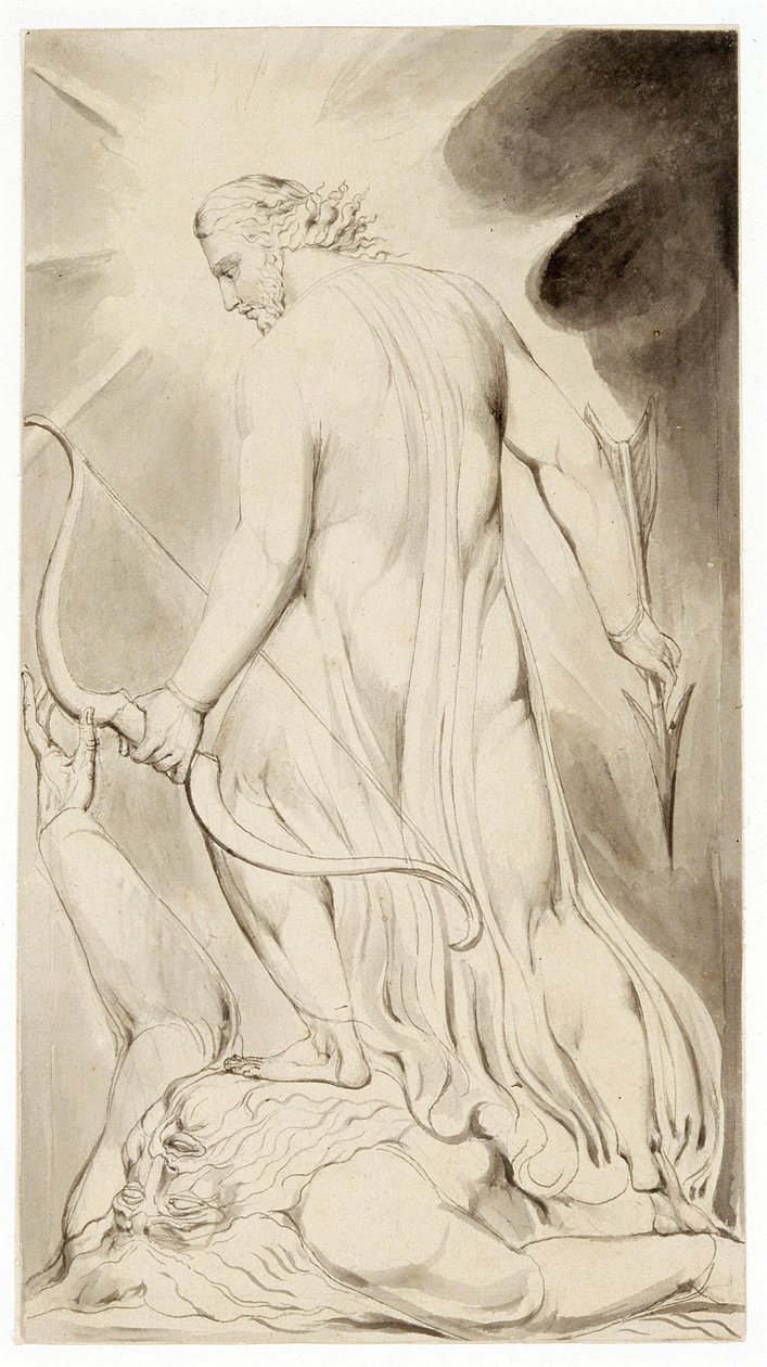 „Krisztus tapossa a Sátánt”, 1800 alkotó: William Blake