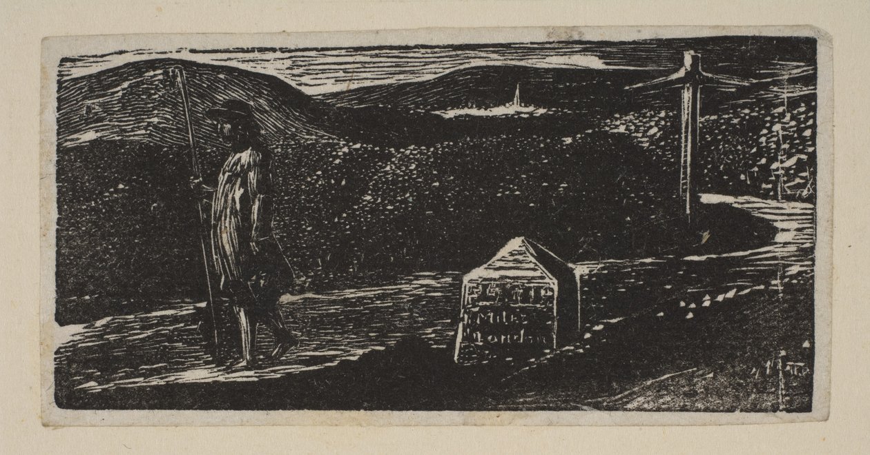 Colinets Journey, LXII mérföldes mérföldkő Londonig, Thorntons Pastorals of V...-től, 1821. alkotó: William Blake
