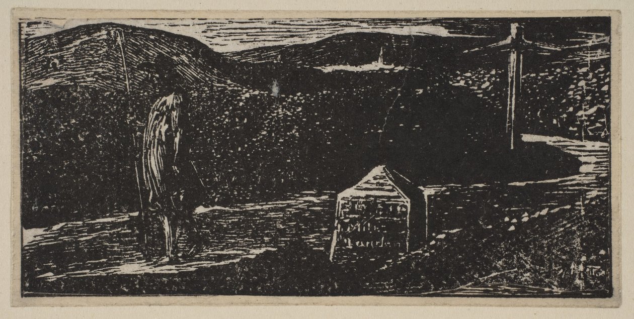 Colinets Journey: Mérföldkő LXII mérfölddel Londonig, Thorntons Pastorals of V...-től, 1821. alkotó: William Blake