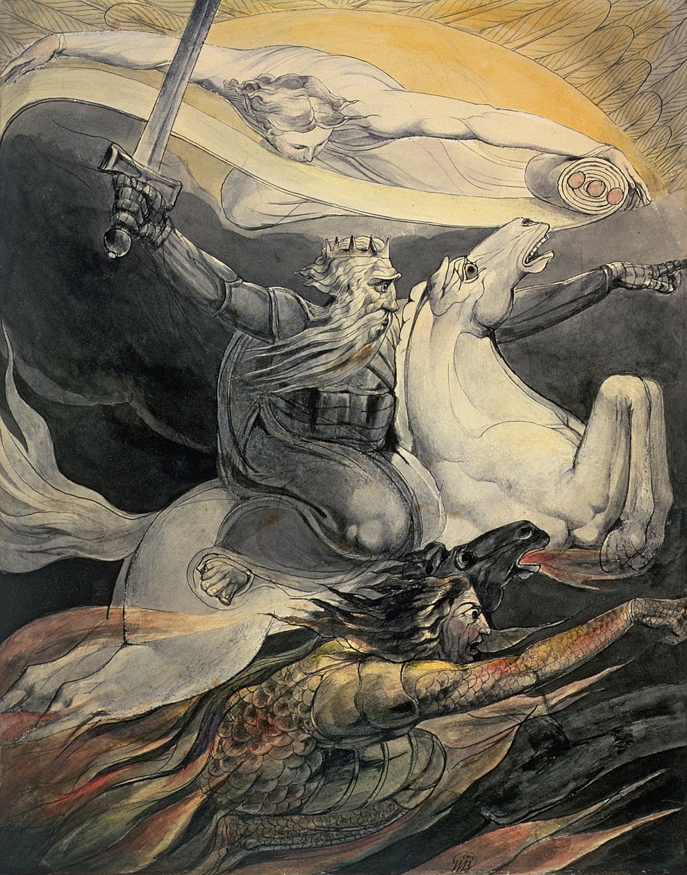 Halál sápadt lovon, 1800 körül (tus és akvarell) alkotó: William Blake
