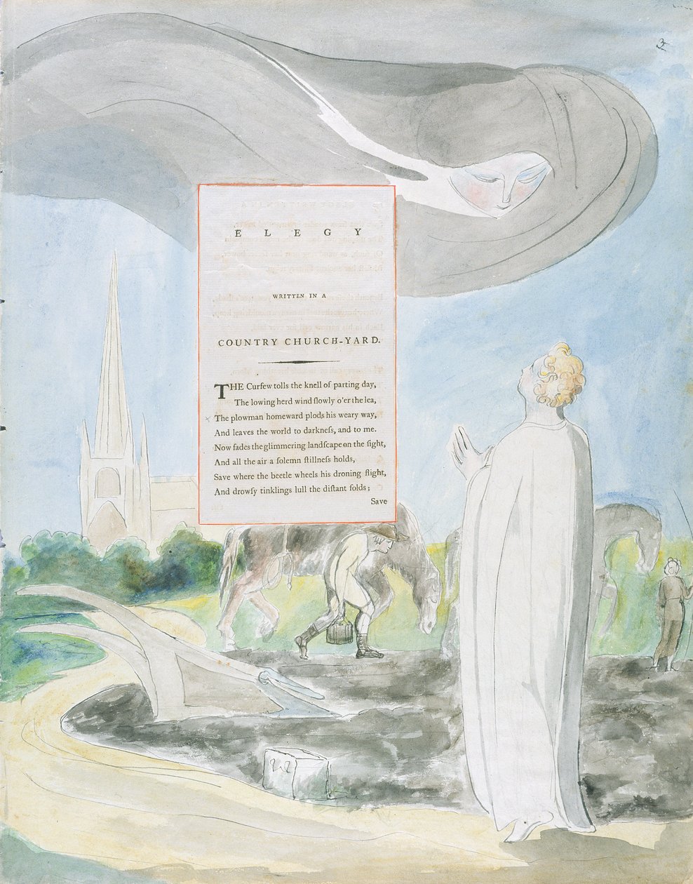 „Elégia írt egy vidéki templomudvarban”, 107. terv a „Thomas Gray költeményeiből” alkotó: William Blake