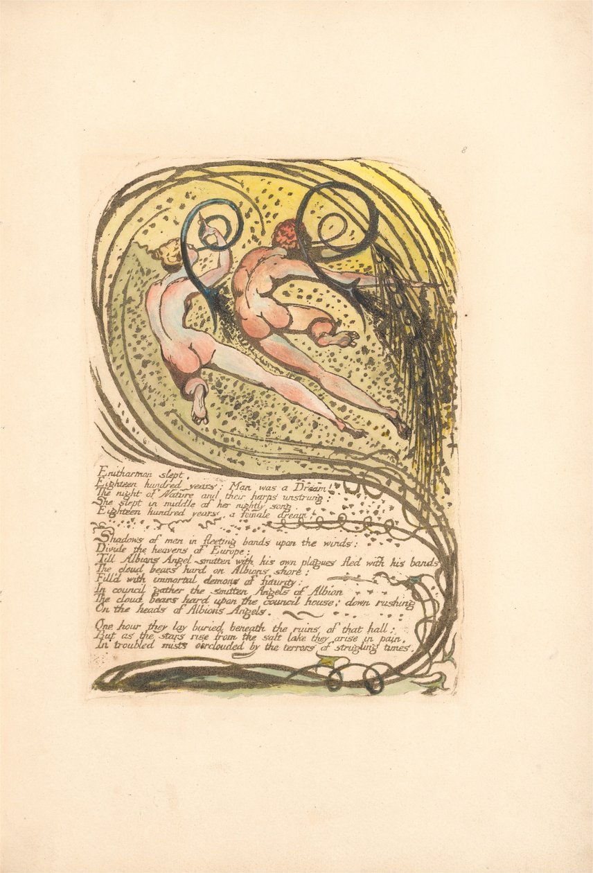 Európa. Egy prófécia, 10. tábla, Enitharmon aludt. . . . (Bentley 12) alkotó: William Blake