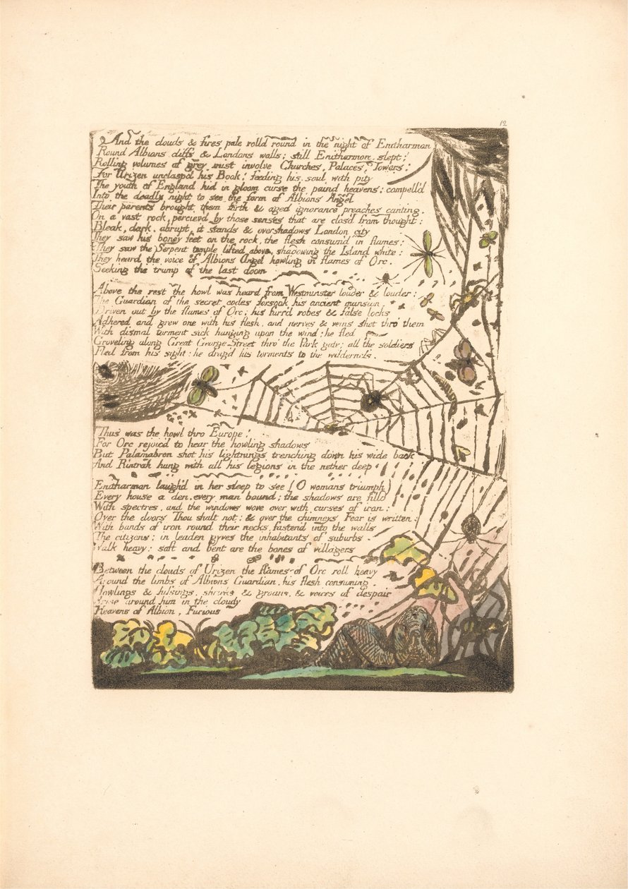 Európa. Egy prófécia, 14. tábla, és a felhők és tüzek. . . . (Bentley 15) alkotó: William Blake