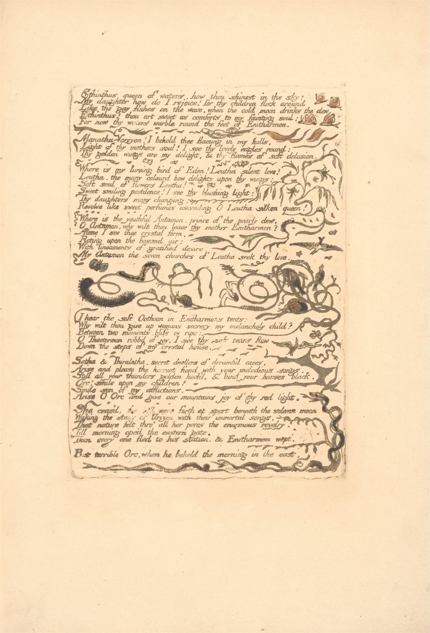 Európa. Prófécia, 16. tábla, Ethinthus, a vizek királynője. . . . (Bentley 17) alkotó: William Blake