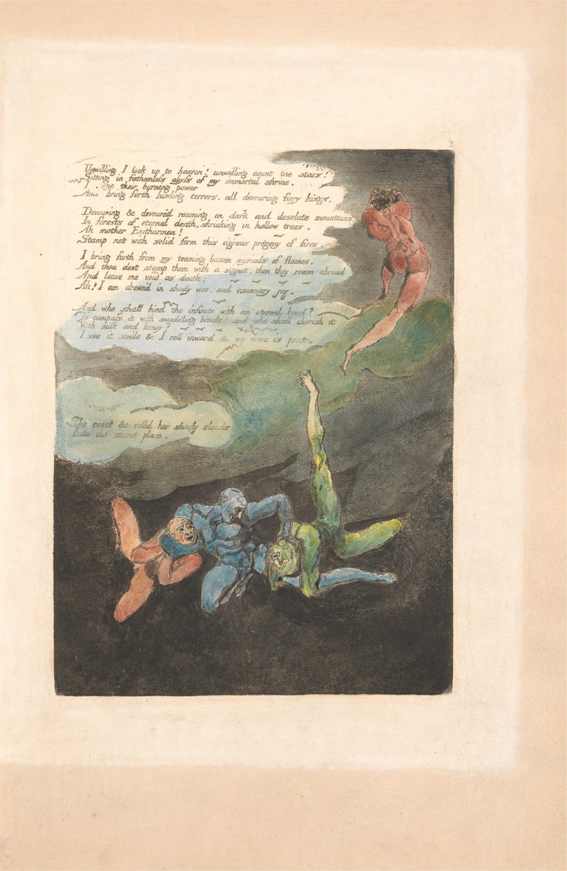 Európa. Egy prófécia, 4. tábla, Nem akarok felnézni. . . . (Bentley 5) alkotó: William Blake