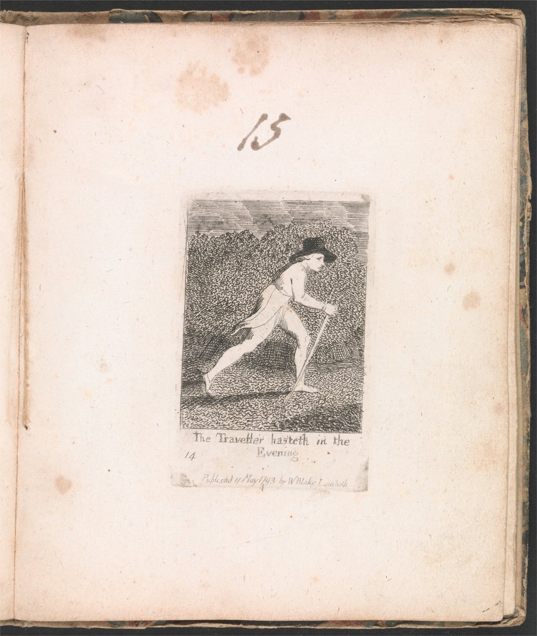 Gyerekeknek. A Paradicsom Kapuja, 16. tábla, Az utazó este siet alkotó: William Blake