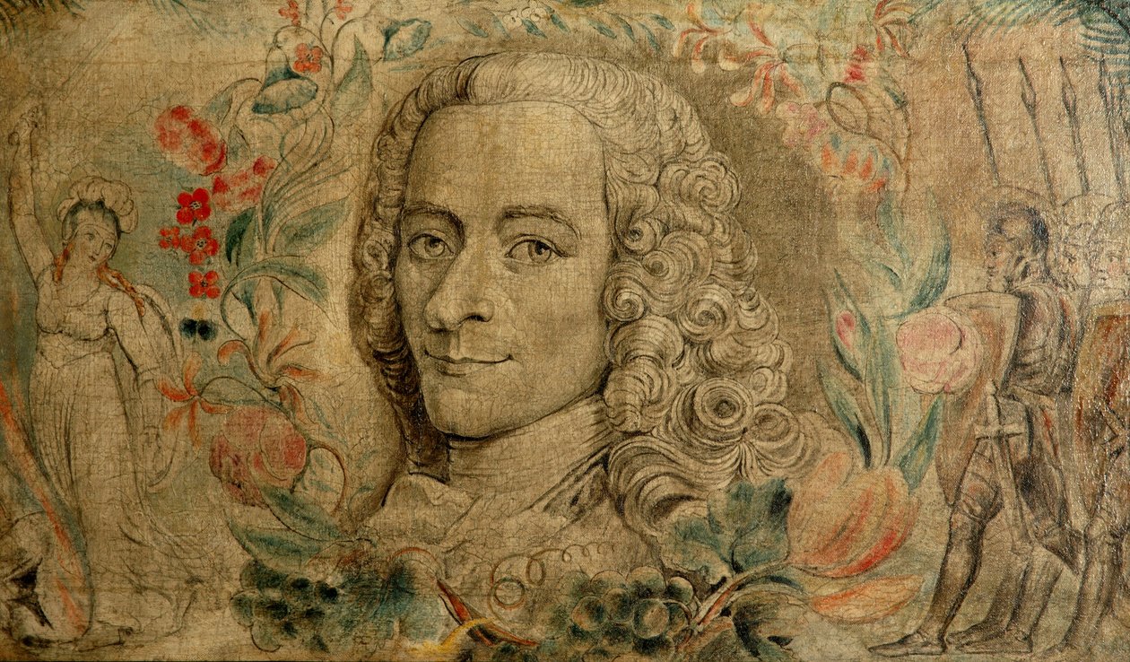 Francois Marie Arouet, Voltaire, 1800 körül (tempera, vászon) alkotó: William Blake
