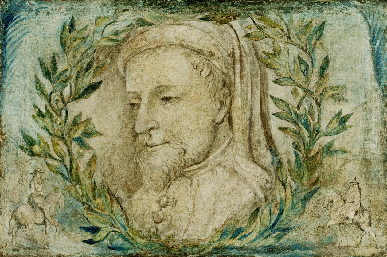 Geoffrey Chaucer, 1800 körül (tempera, vászon) alkotó: William Blake