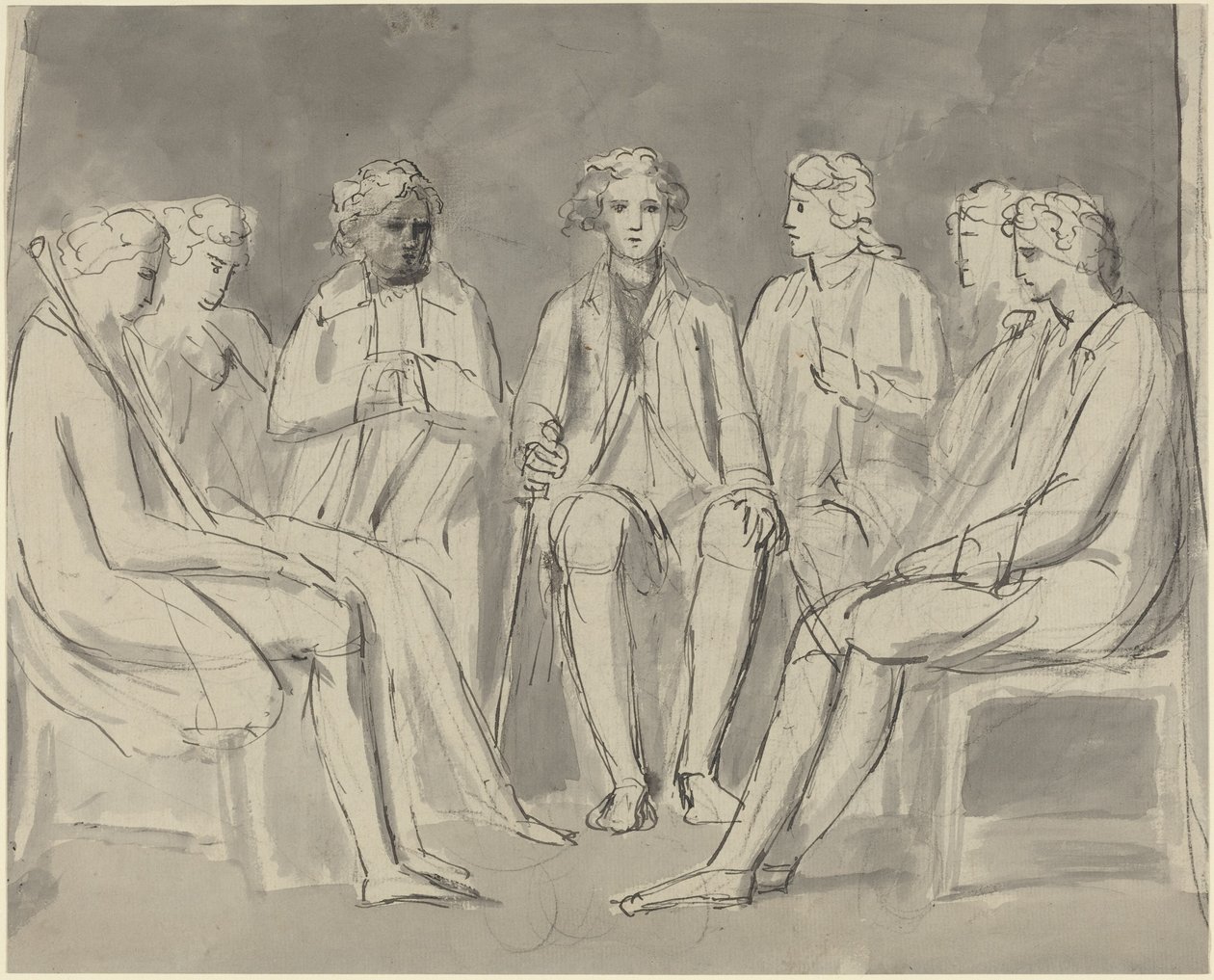 Körben ülő férfiak csoportja [recto] alkotó: William Blake