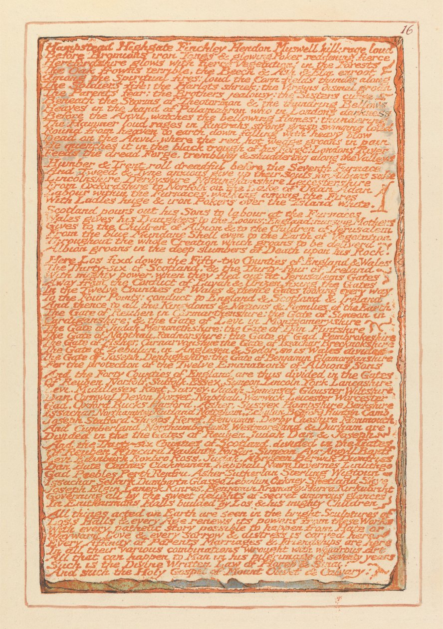 "Hampstead Highgate Finchley Hendon Muswell Hill..." (Platte 16) alkotó: William Blake