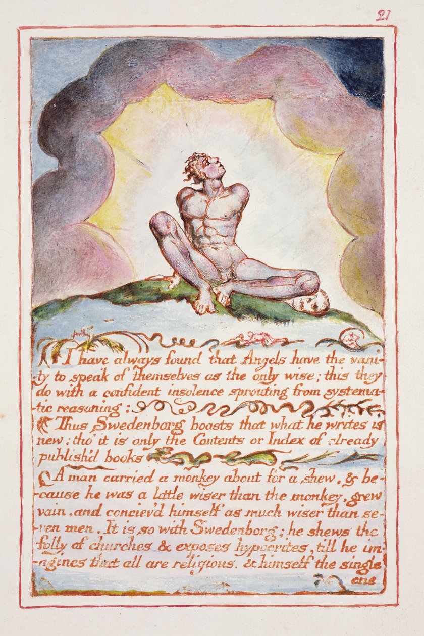 Mindig is azt tapasztaltam, hogy az angyaloknak van... illusztrációja és szövege a "A menny és a pokol házassága" c. 1790-3-ból (domborműves tollal és akvarellel befejezve) alkotó: William Blake
