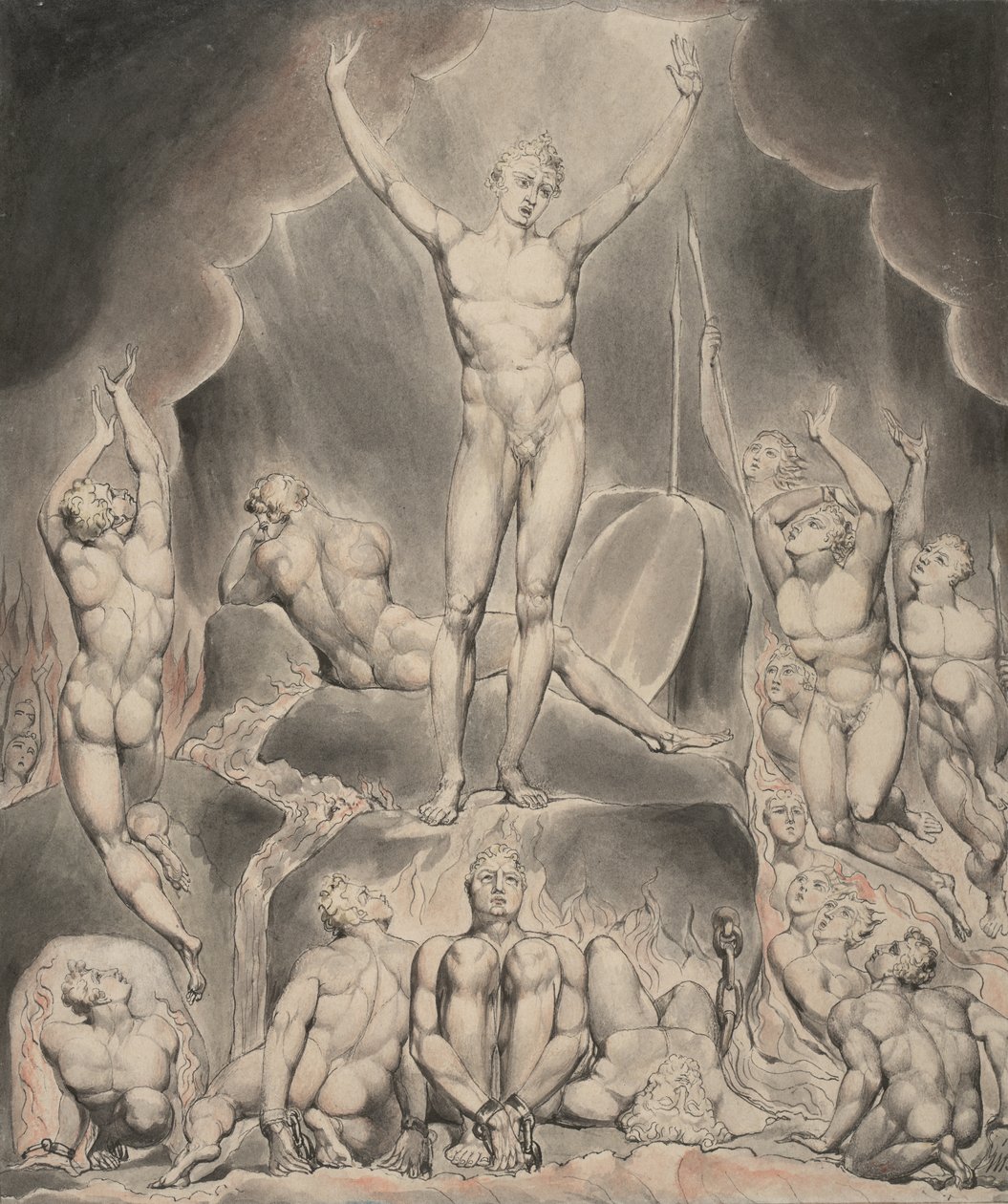 1. ábra Milton „Elveszett paradicsoma” című művéhez: A Sátán behívja a légióit alkotó: William Blake