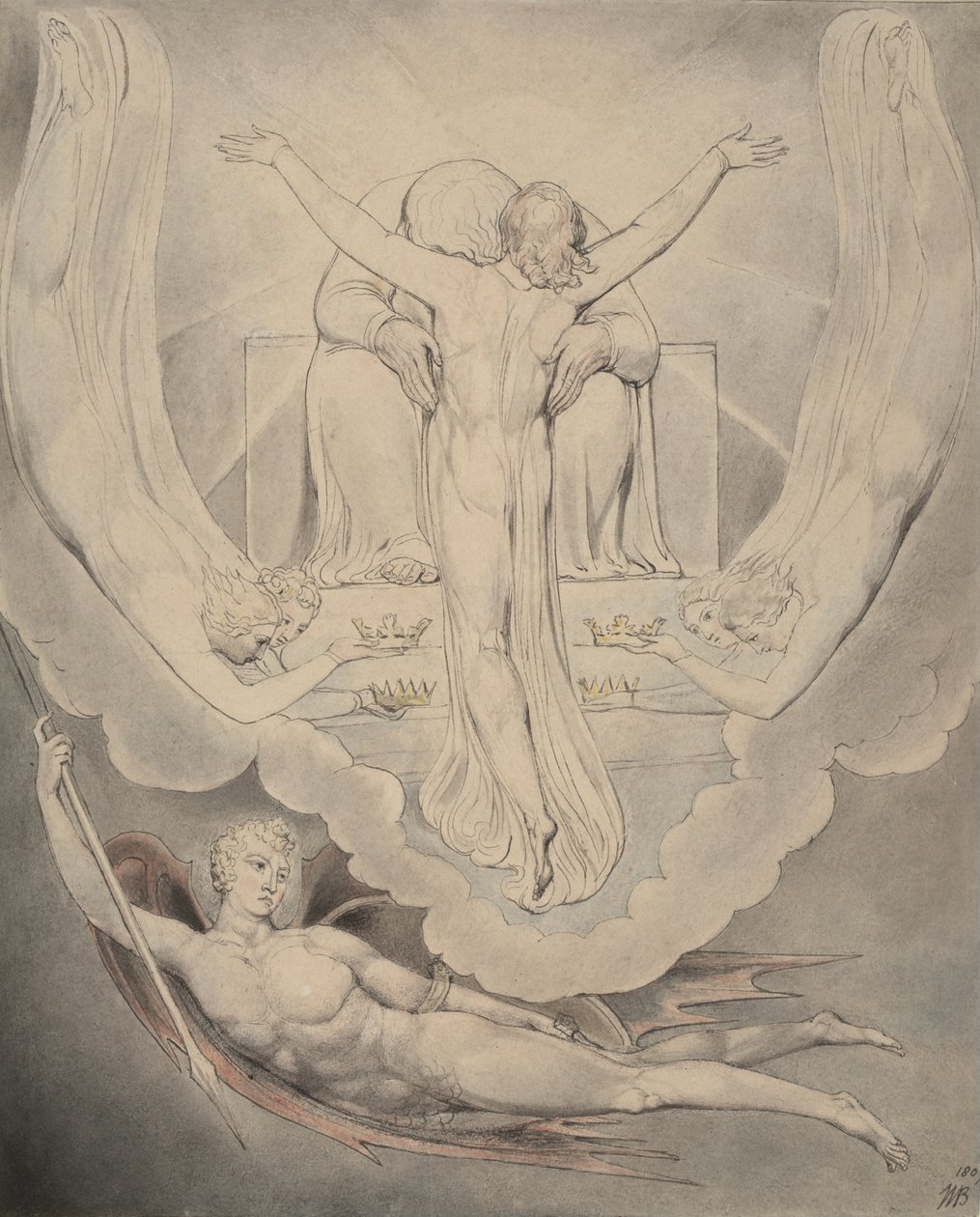 3. illusztráció Milton "Elveszett paradicsoma" című művéhez: Krisztus felajánlja az ember megváltását, 1807 alkotó: William Blake