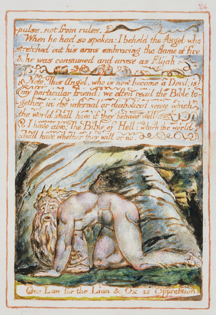 Impulzus, nem szabályokból..., illusztráció és szöveg a "A menny és a pokol házassága" című filmből, 1790-3. alkotó: William Blake