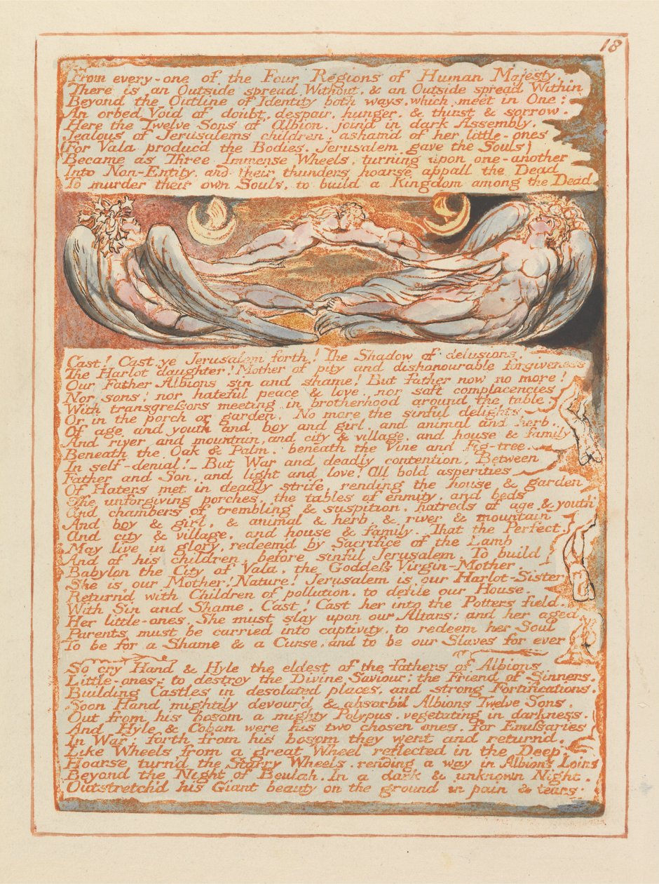 Jeruzsálem, 18. tábla, a négy régió mindegyikéből ... alkotó: William Blake