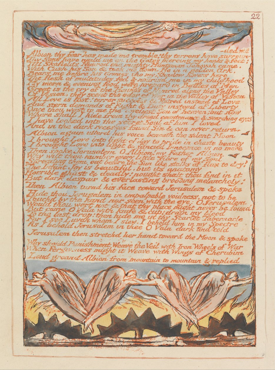 Jeruzsálem, 22. tábla, Albion a félelmed megrémített.... alkotó: William Blake