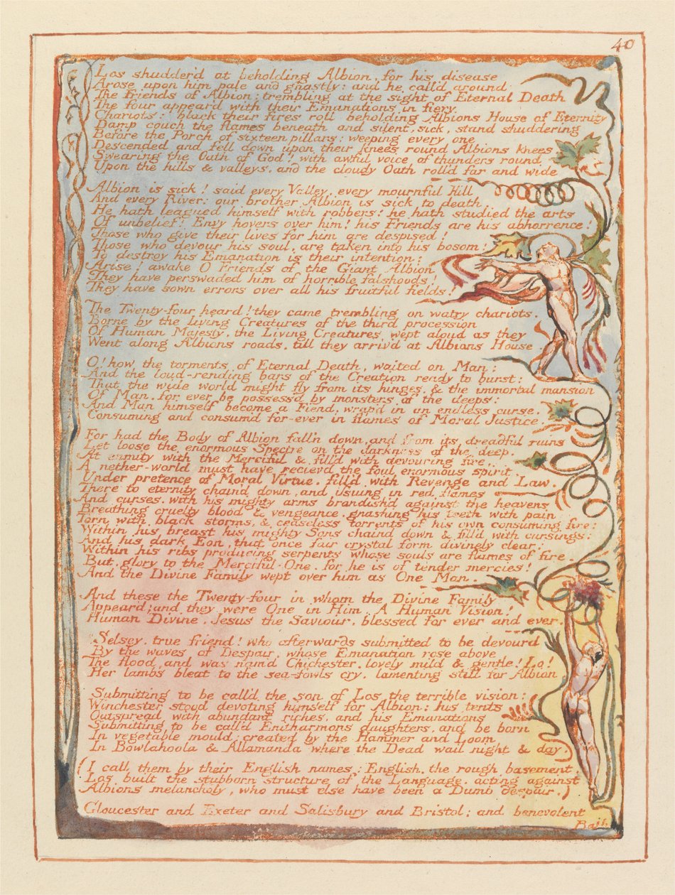 Jeruzsálem, 40. tábla, Los összerezzent Albion láttán ... alkotó: William Blake