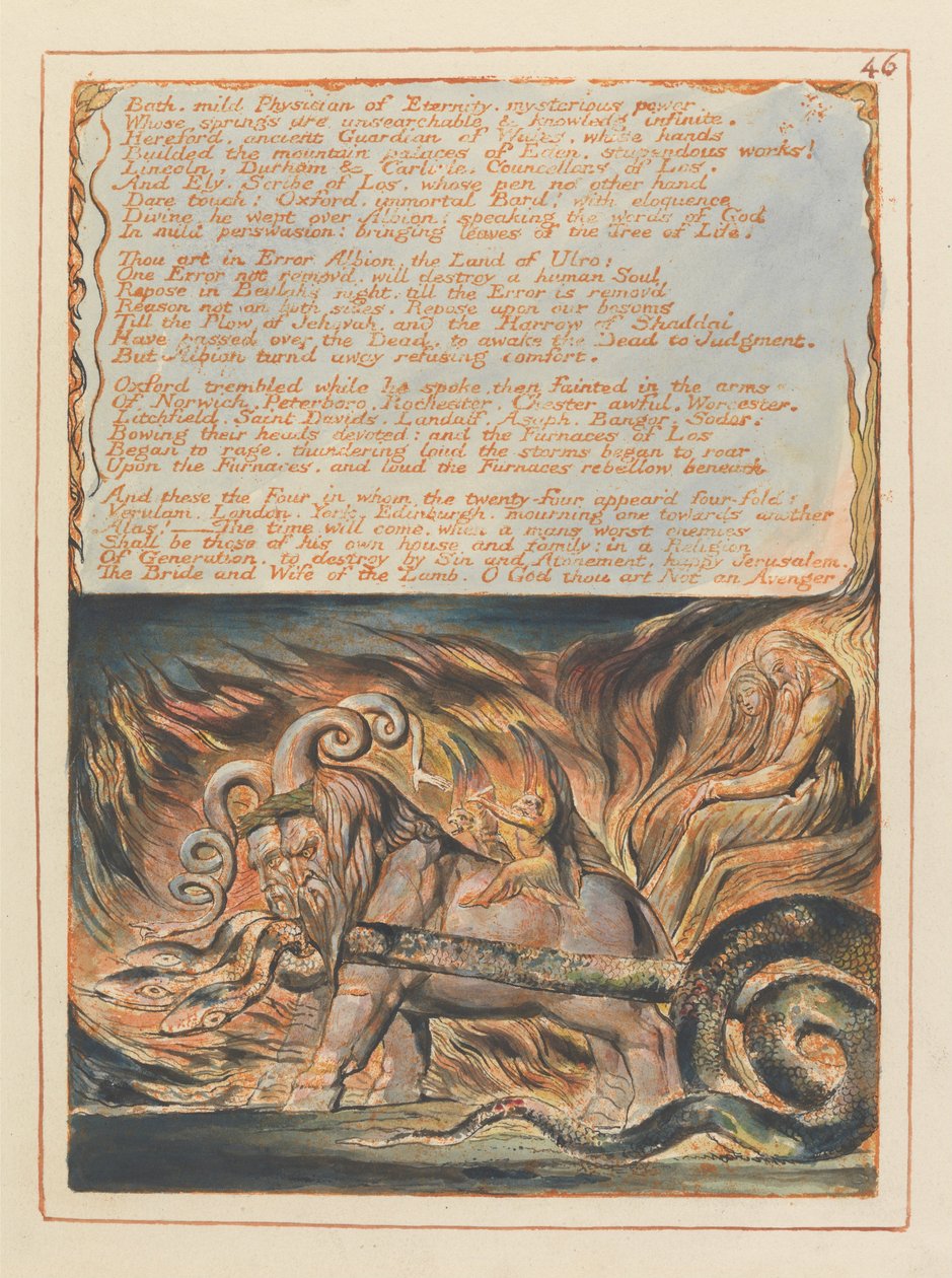 Jeruzsálem, 46. tábla, Bath, enyhe orvos.... alkotó: William Blake