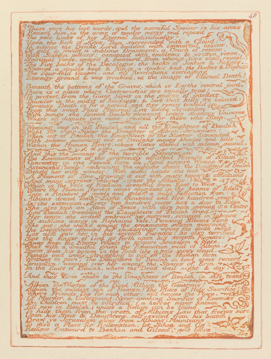 Jeruzsálem, 48. tábla, Ezek voltak az utolsó szavai ... alkotó: William Blake