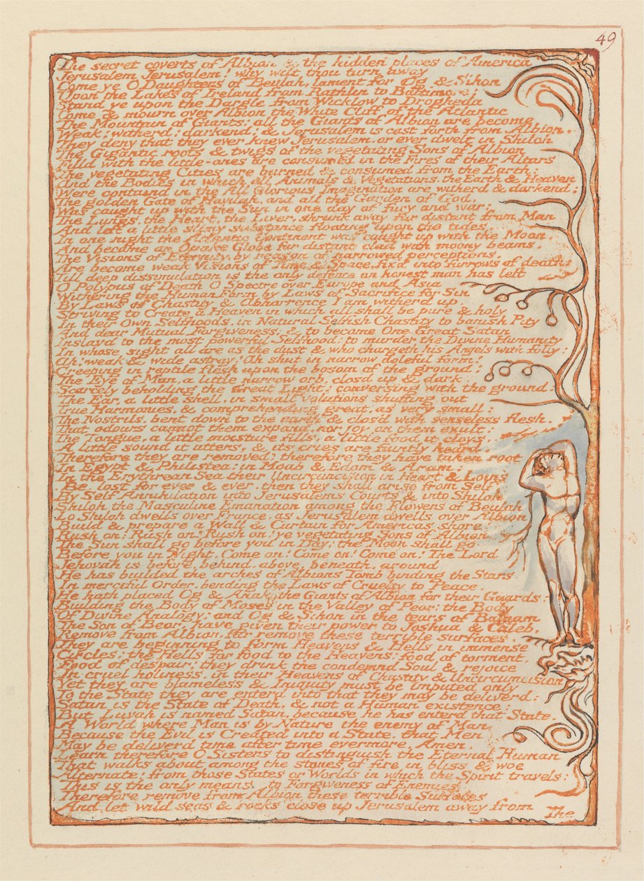 Jeruzsálem, 49. tábla, Albion titkos rejtelmei... alkotó: William Blake