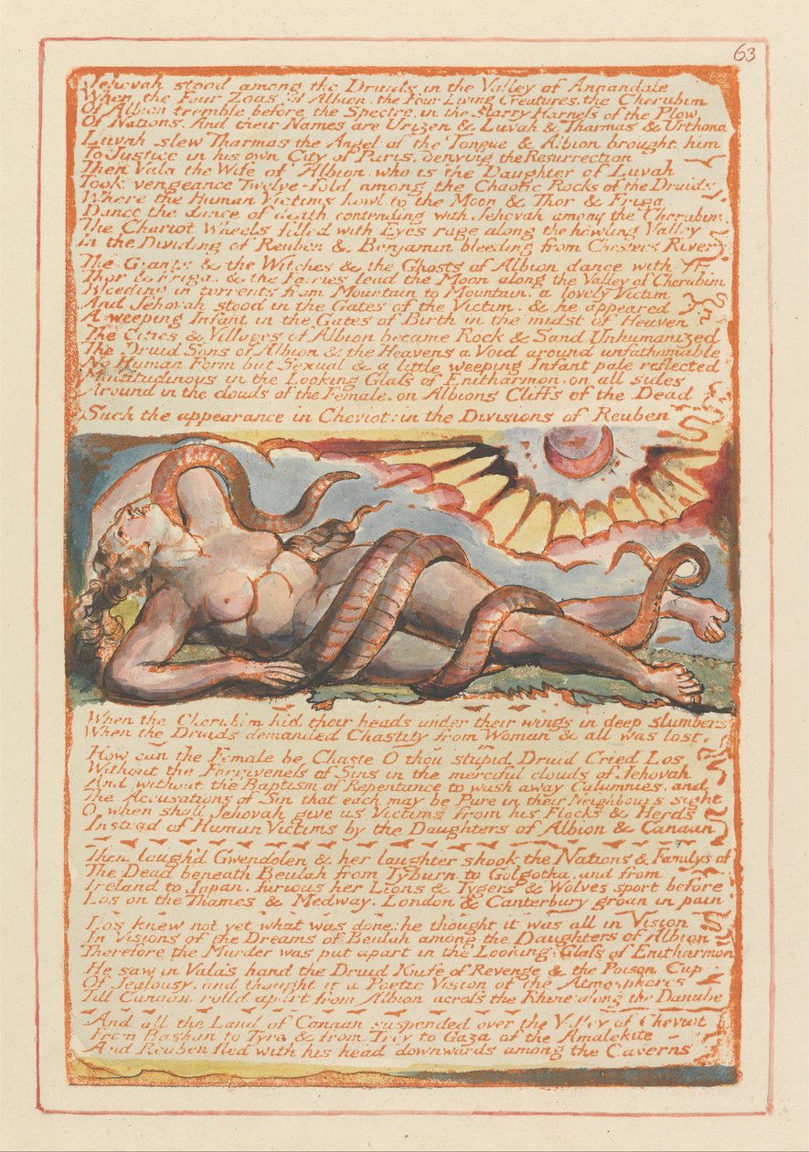 Jeruzsálem, 63. tábla, Jehova a druidák között állt... alkotó: William Blake
